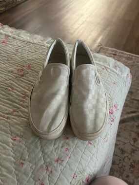 Cream Checkered Slip-On Platform Vans